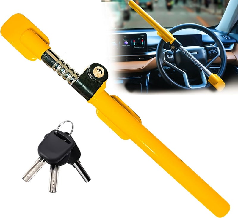 BRAMMH Ultra Secure Car Steering Wheel Lock, No Scratch Dual Locking Hooks, Anti Theft Car Device Wheel Locks for Cars with Adjustable Size, Strong Metal Bars, Anti-Pick Car Lock (Snake) - Image 1